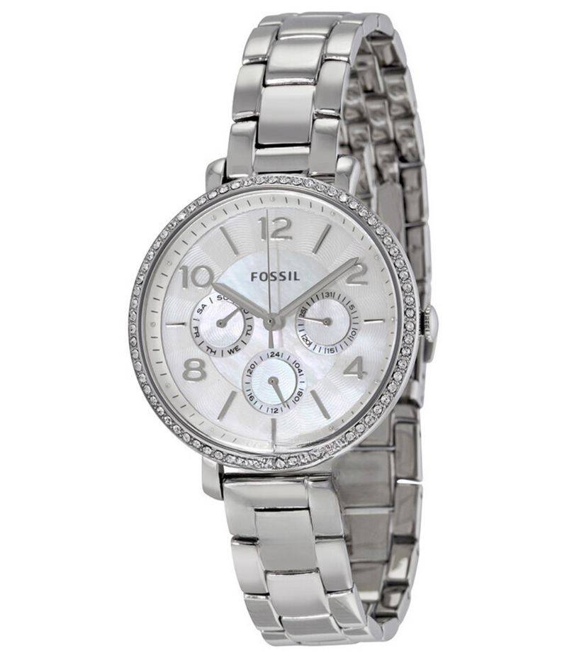 Fossil Jacqueline Reloj multifunción de acero inoxidable para mujer con esfera blanca ES3755