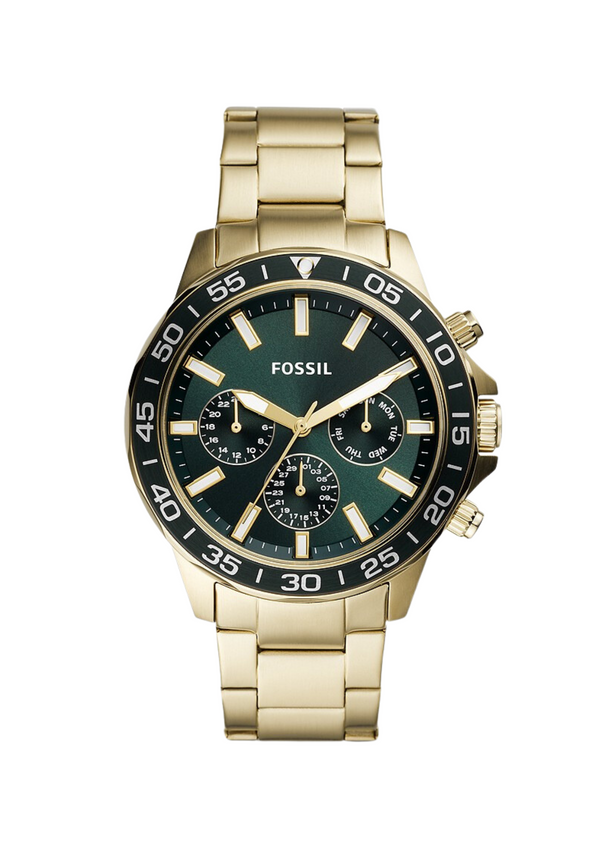 Fossil Bannon Reloj multifunción dorado para hombre con esfera verde BQ2493