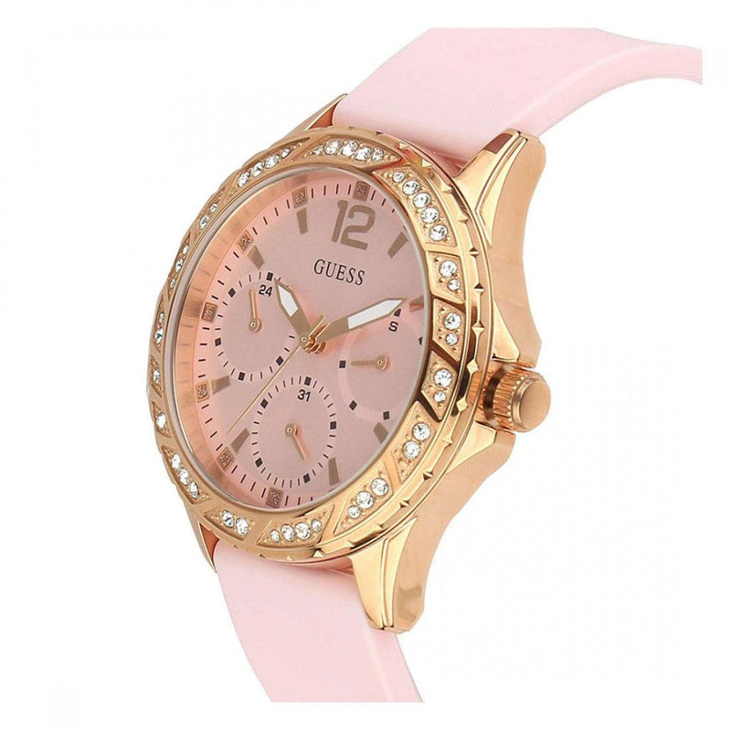 Guess Solar Quartz Multifunction Pink Dial Ladies Watch W1135L2