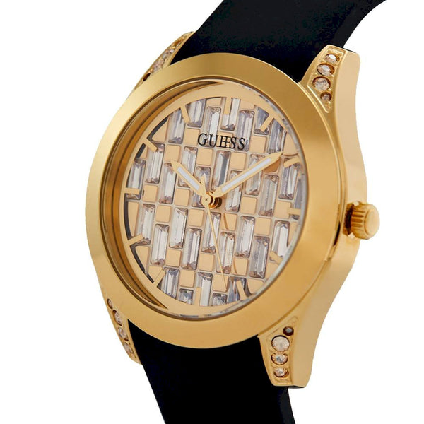 Guess Clarity Gold Tone Case Silicone Women's Watch GW0109L1