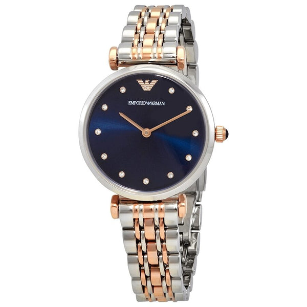 Emporio Armani Reloj de cuarzo con esfera azul y cristal para mujer AR11092