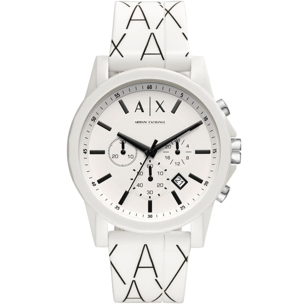 Armani Exchange Outer Banks Chronograph White Silicone Watch - AX1340
