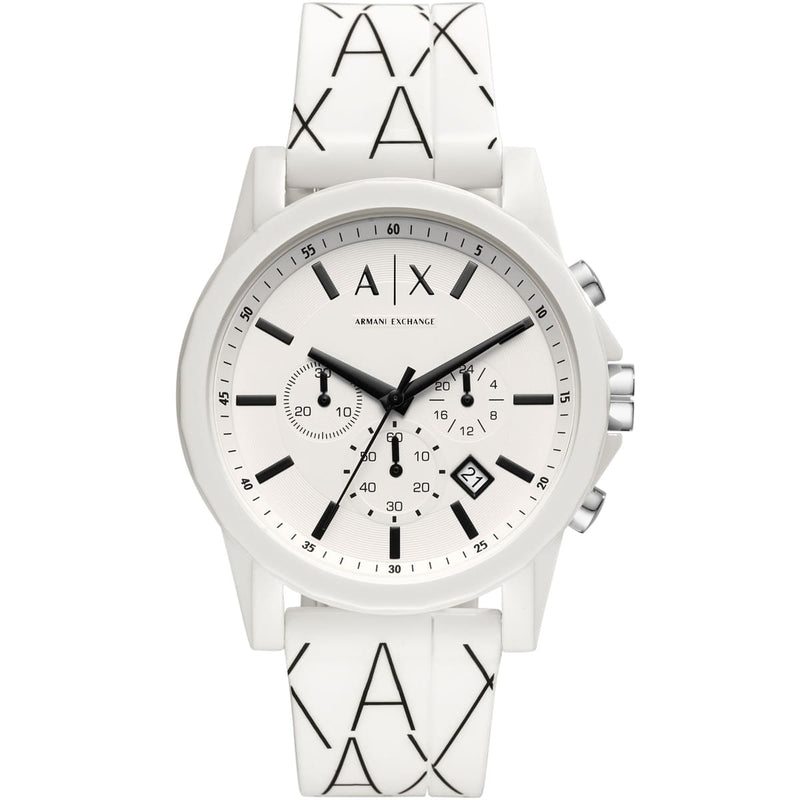 Armani Exchange Outer Banks Chronograph White Silicone Watch - AX1340