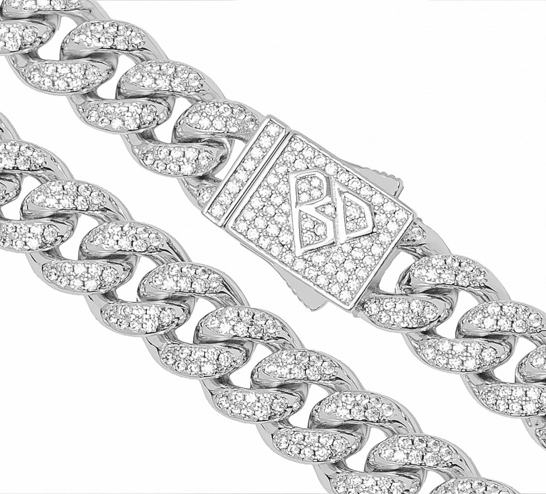 Big Daddy 10MM Iced Out Miami Cuban Link Silver Chain - Chain
