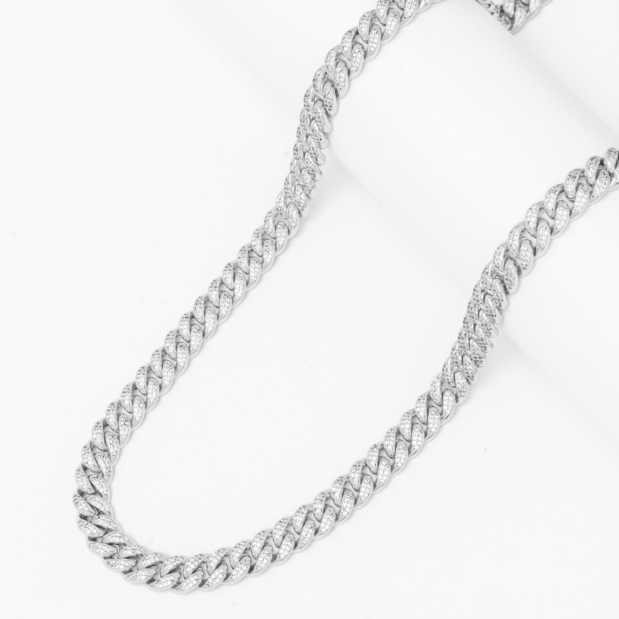 Big Daddy 10MM Iced Out Miami Cuban Link Silver Chain - Chain