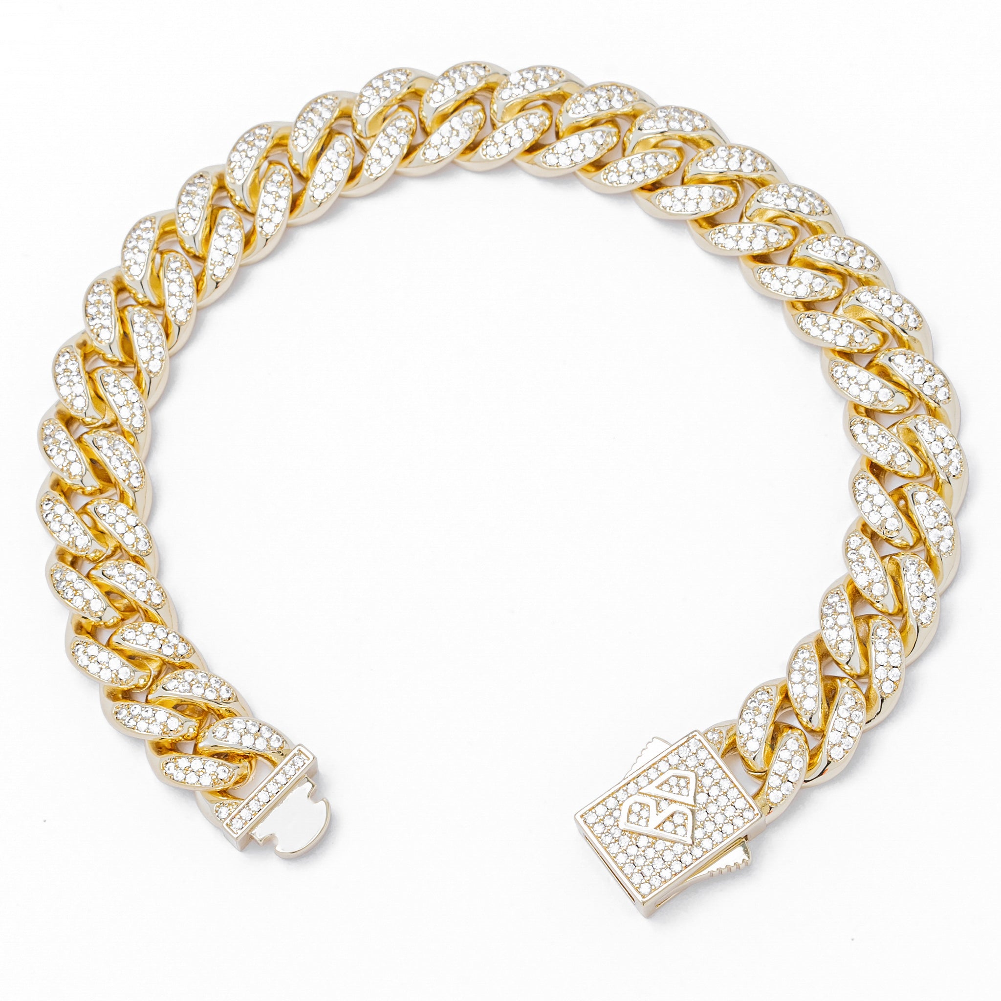 Big Daddy 12MM Gold Diamond Cuban Link Bracelet - Bracelet