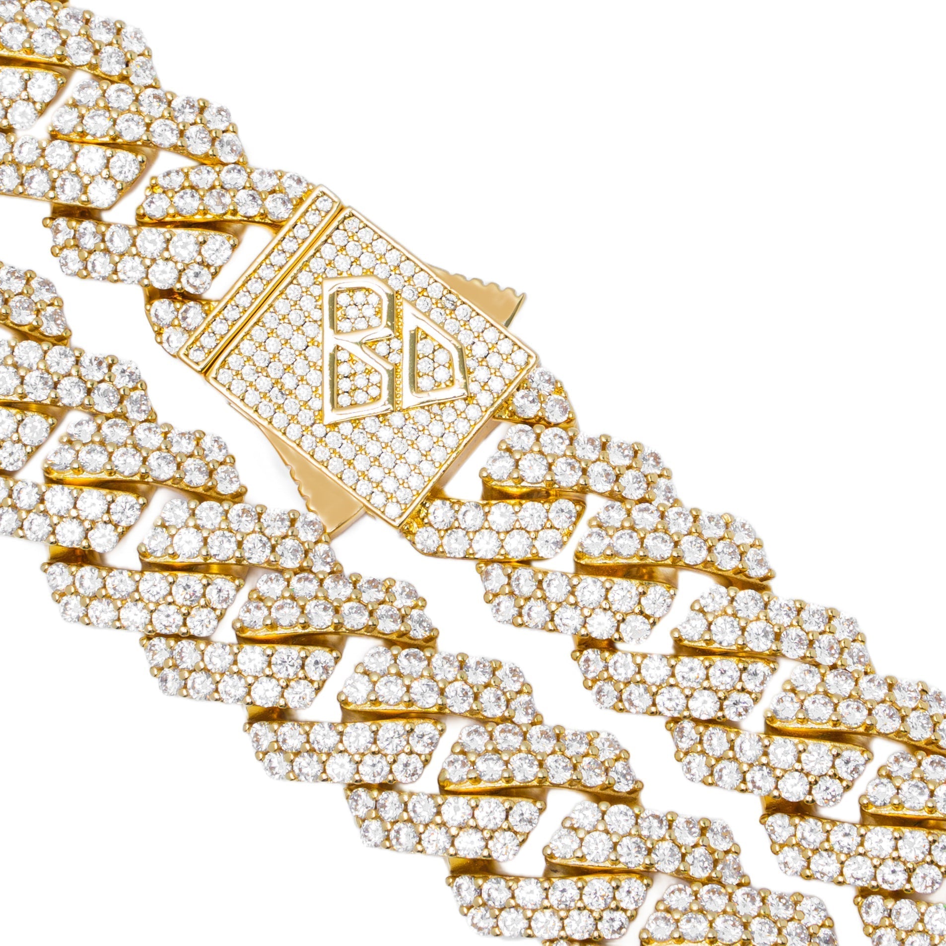 Big Daddy 19MM Straight Edge Cuban Diamond Gold Chain - Chain