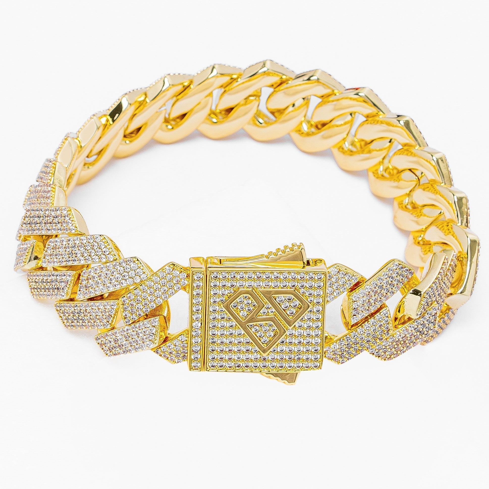 Big Daddy 20MM Iced Out Cuban Link Gold Bracelet - Bracelet