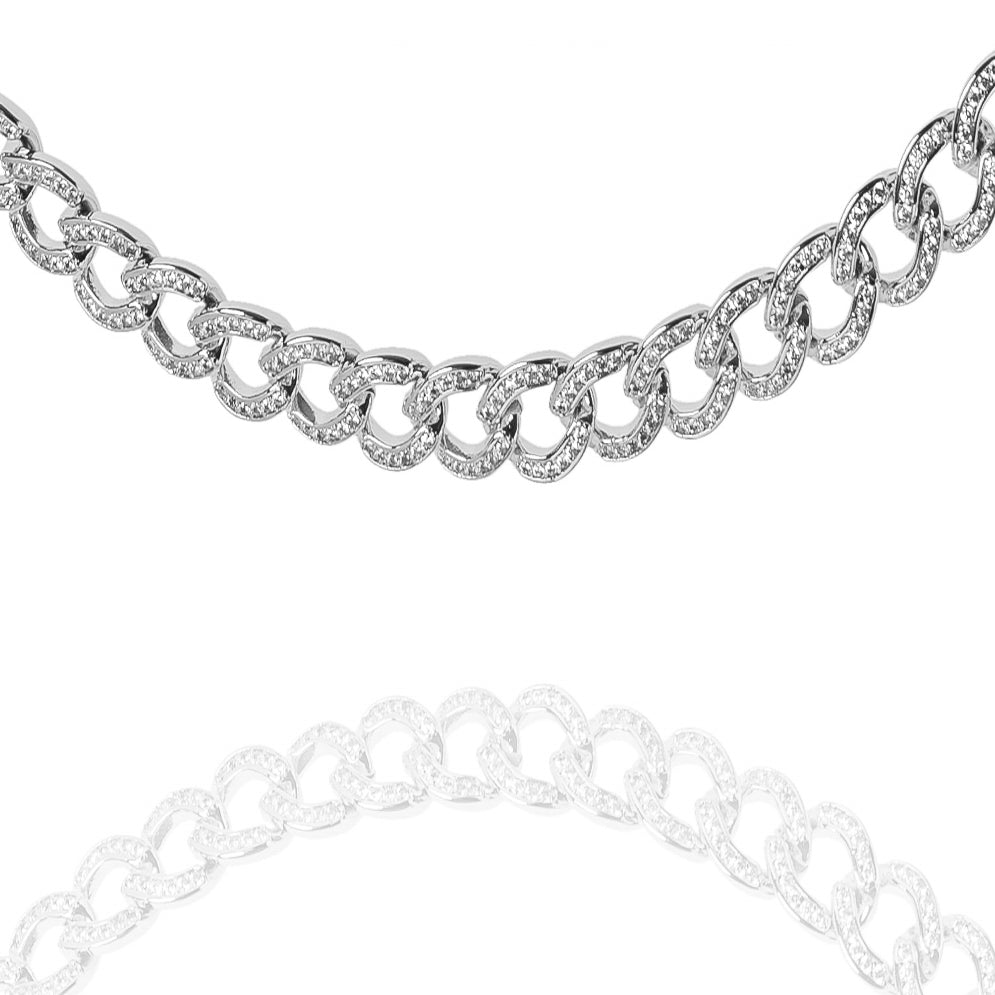 Big Daddy 8MM Iced Curb Cuban Silver Chain - Chain