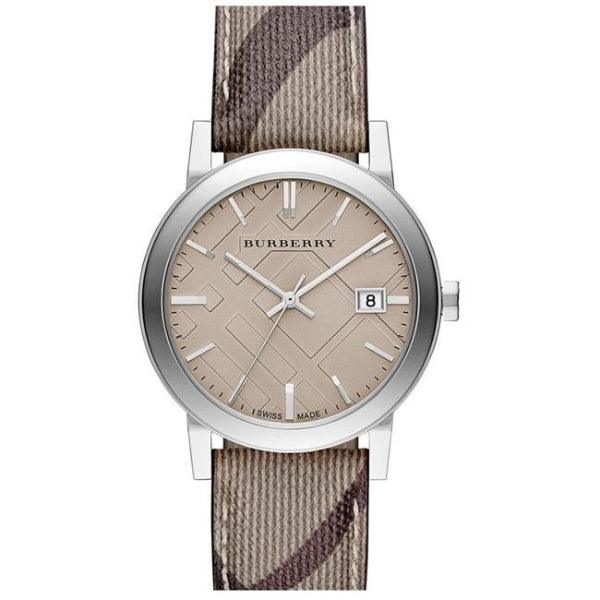 Burberry Brown Checked Leather Strap Unisex Watch BU9029