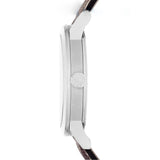 ساعة بربري للجنسين بحزام جلدي بني بنقشة مربعات BU9029