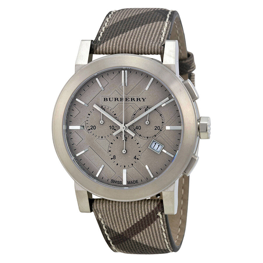 Burberry Brown Impressed Check Dial Check Fabric Strap Reloj para hombre BU9361