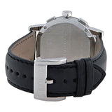 ساعة بربري كرونوغراف للرجال، مينا أسود، سوار جلدي أسود، موديل BU9356