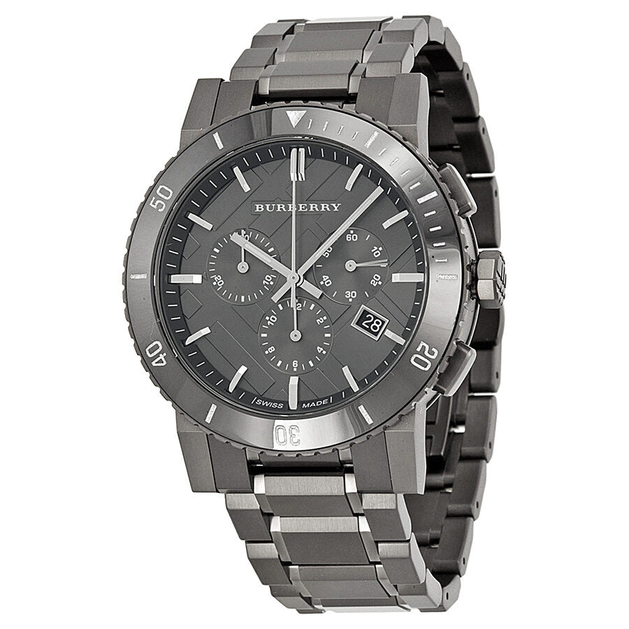 Burberry Chronograph Gunmetal Dial Reloj de hombre de acero inoxidable chapado en iones gris BU9381
