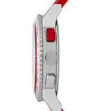 ساعة بربري سيتي سبورت كرونوغراف للرجال، مينا أبيض، سوار مطاطي أحمر - BU9809