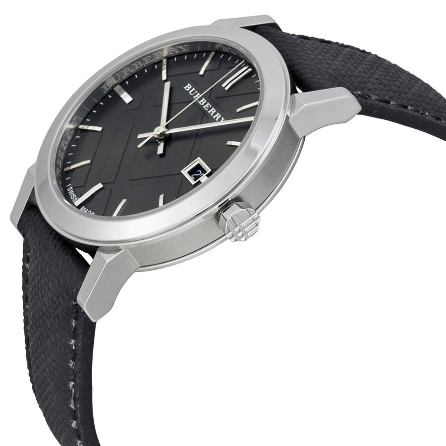 Reloj Burberry para hombre con esfera gris y correa de polivinilo negro BU9030