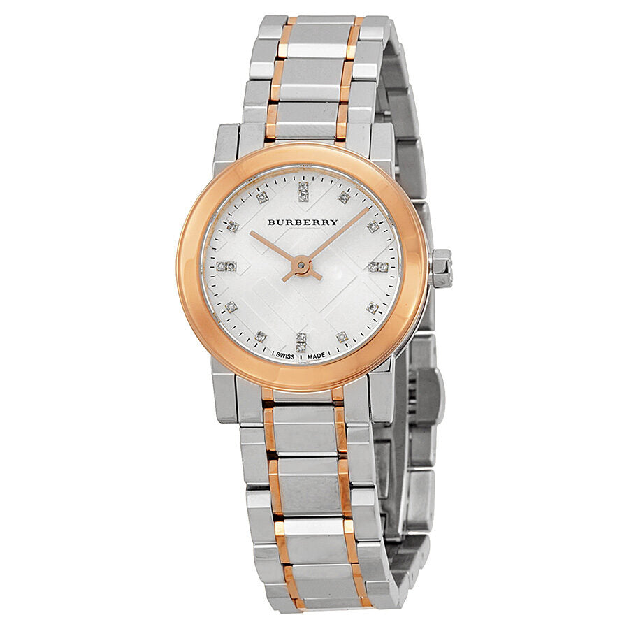 Burberry Heritage Gray Dial Bicolor Reloj de acero inoxidable para mujer BU9214