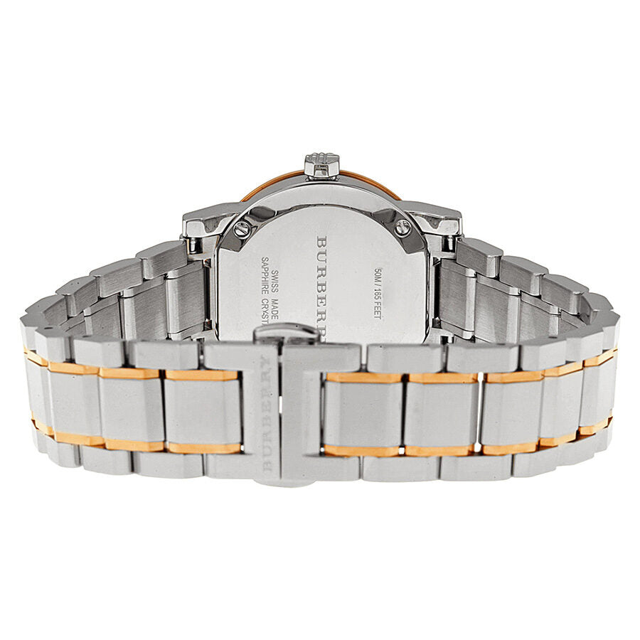 ساعة بربري هيريتدج النسائية ذات المينا الرمادية والفولاذ المقاوم للصدأ بلونين BU9214