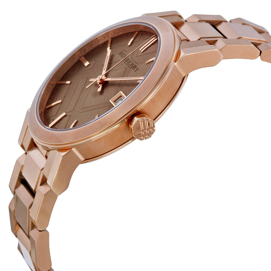 Reloj Burberry para mujer con esfera rosa en tono dorado rosa BU9034