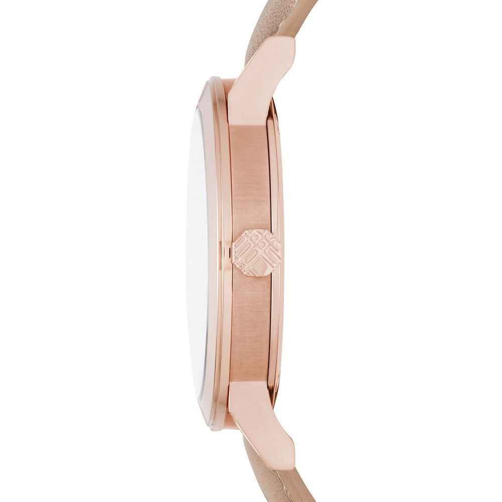 Burberry Rose Gold Case Large Check correa de cuero reloj unisex BU9012