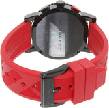 ساعة بربري ذا سيتي كرونوغراف للرجال، مينا أسود، سوار مطاطي أحمر - BU9805