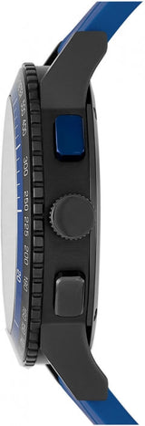 ساعة بربري سيتي سبورت كرونوغراف للرجال، مينا أسود، سوار مطاطي أزرق - BU9807