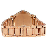 ساعة بربري للجنسين، مينا بنقشة مربعات بيضاء، مطلية بالذهب الوردي، موديل BU9004