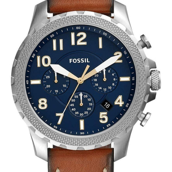 Reloj Fossil Bowman FS5604 Fecha Cronometro Acero Inoxidable Plateado Azul