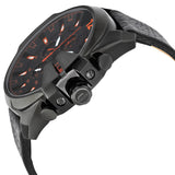 ساعة ديزل كرونوغراف للرجال، مينا أسود، سوار جلدي أسود، موديل DZ4291