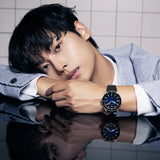 ساعة إمبوريو أرماني رجالية فضية وزرقاء - AR11516