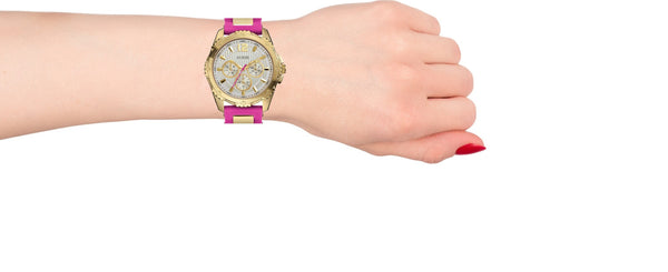 Guess Pink & Gold Silicone Strap Women's Watch W0325L3