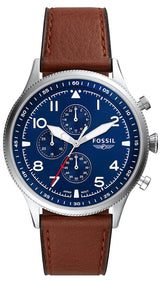 Fossil Retro Pilot Cronógrafo Marrón Cuero Hombre Reloj FS5832