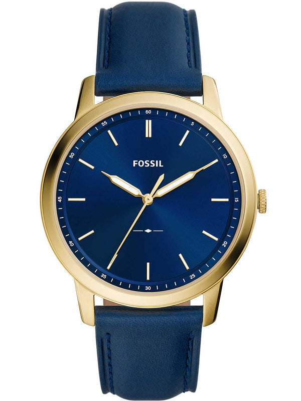 Reloj Fossil minimalista con correa de cuero azul para hombre FS5789