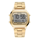 Fossil Reloj digital retro para hombre de acero inoxidable en tono dorado FS5843