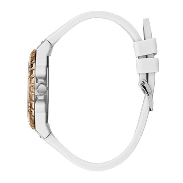 Guess Limelight Crystal White Dial Blanco Silicona Ladies Watch W1053L2