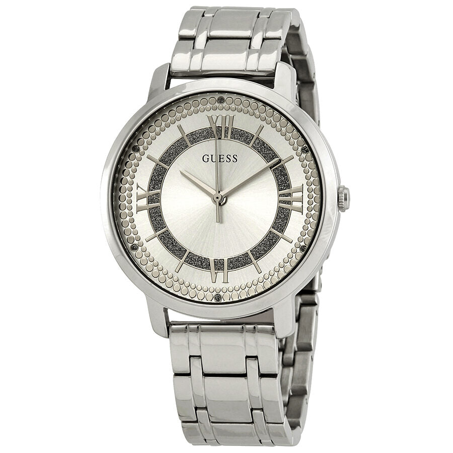 Guess Montauk Reloj de mujer de acero inoxidable con esfera plateada W0933L1