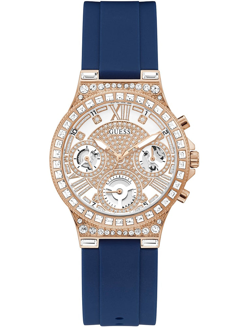 ساعة Guess Moonlight Chronograph النسائية ذات السوار الأزرق GW0257L3 (معيبة)