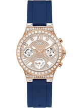 ساعة Guess Moonlight Chronograph النسائية ذات السوار الأزرق GW0257L3 (معيبة)