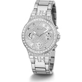 Guess GW0320L1 - Reloj para mujer con esfera plateada y esfera brillante