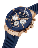 Guess Rose Gold Case Blue Silicone Strap Men's Watch GW0057G2