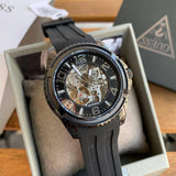 Guess Analogue Black Skeleton Dial Automatic Men's Watch W1178G2