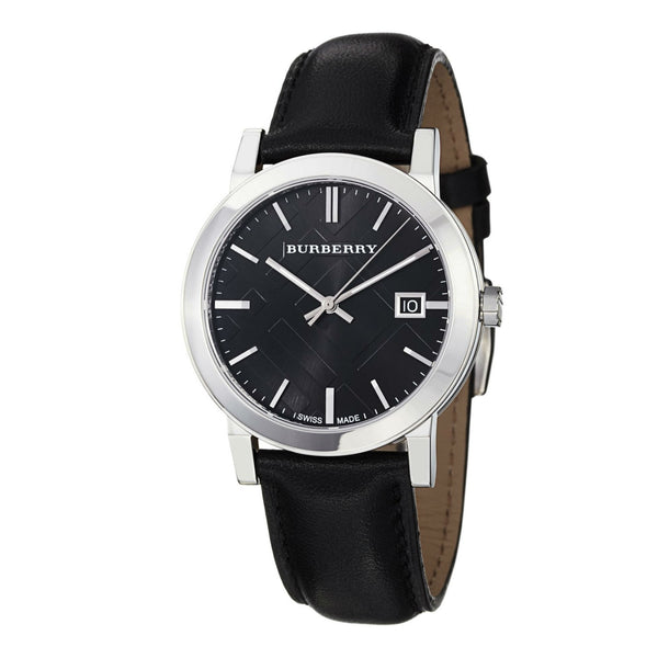 Burberry City Reloj de hombre de cuero negro con esfera negra BU9009