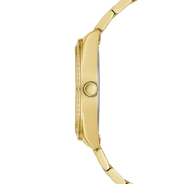 Guess Luna Reloj para mujer con esfera negra en tono dorado GW0307L2