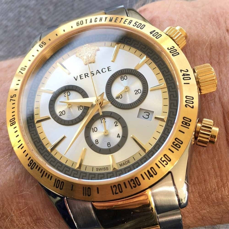 Versace Quartz Two-Tone Stainless Steel Silver Dial Men's Watch VEV700519