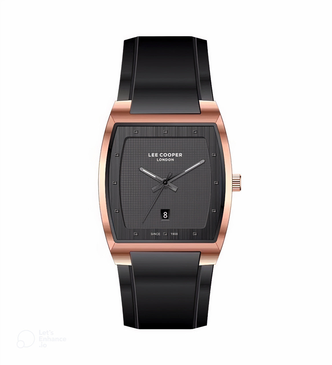 ساعة لي كوبر الرجالية ذات المينا السوداء، تناظرية، بسوار جلدي – LC07061.451