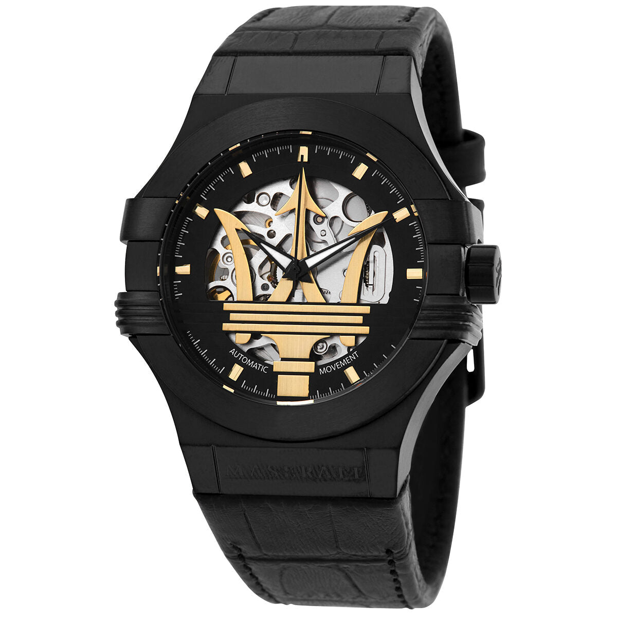 ساعة مازيراتي بوتينزا أوتوماتيكية للرجال، مينا أسود، رقم الموديل R8821108036