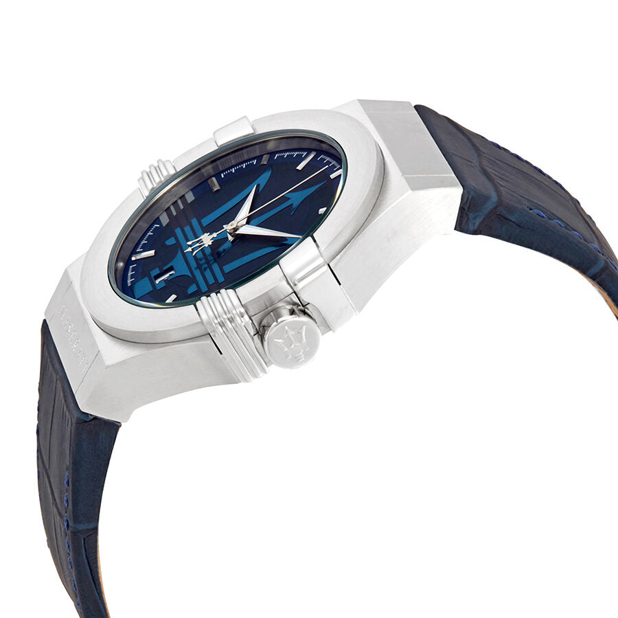 Maserati Potenza esfera azul reloj de cuero azul para hombre R8851108015