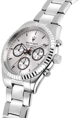 ساعة مازيراتي فضية اللون من الفولاذ المقاوم للصدأ، تعمل بحركة كوارتز، للرجال، رقم الموديل R8853100018