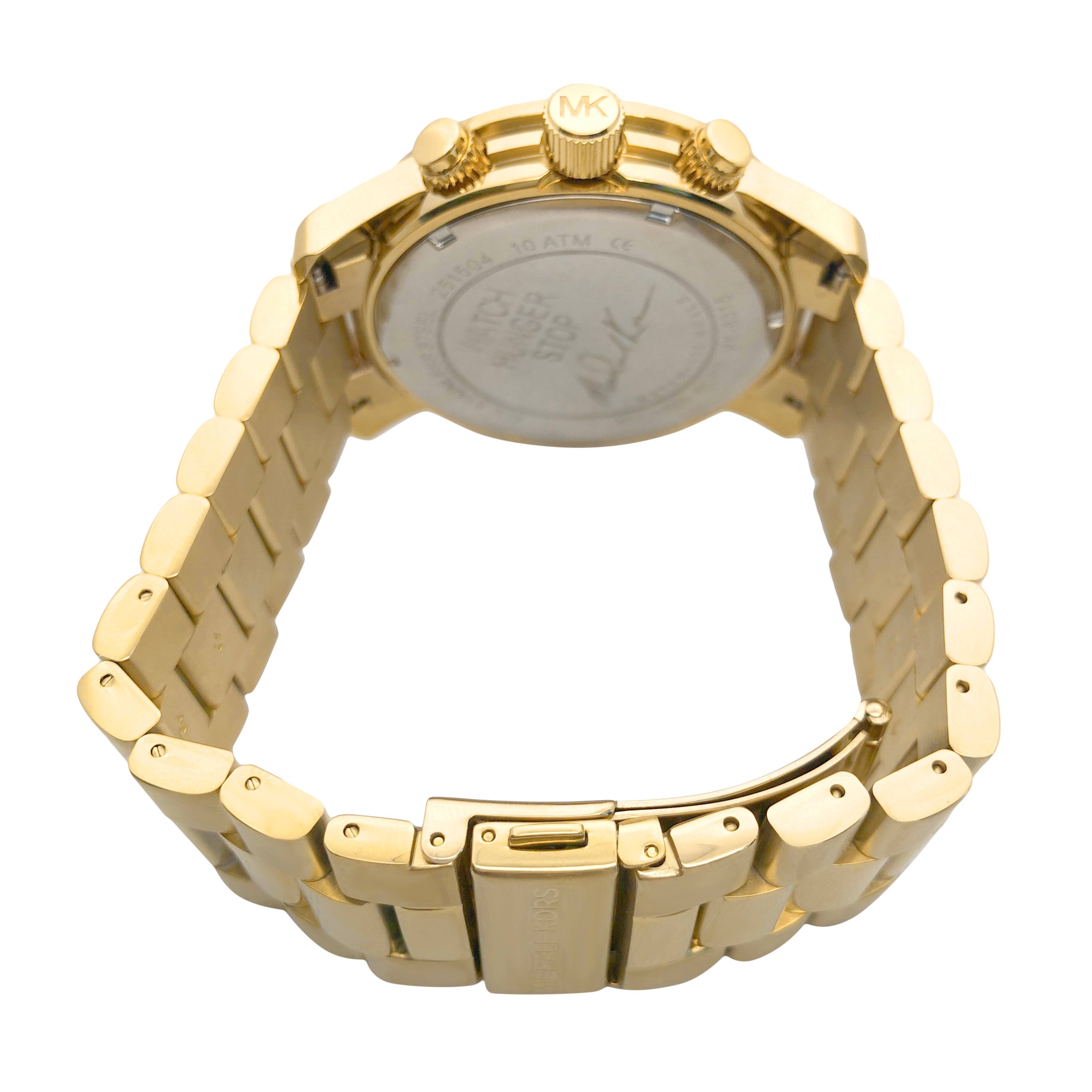 Michael Kors Reloj dorado Runway con esfera azul para mujer MK8315