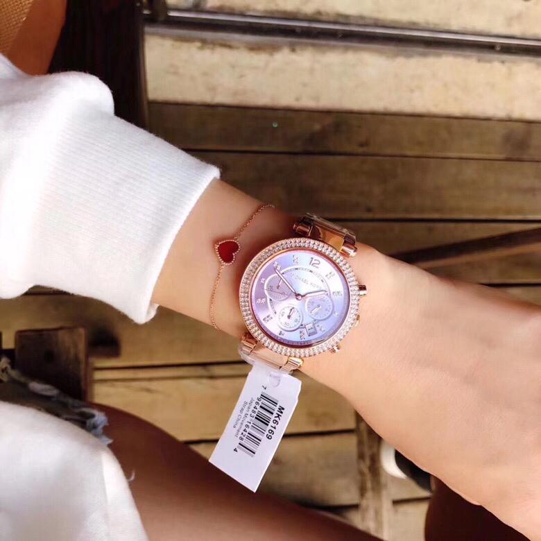 Michael Kors Parker Reloj cronógrafo con esfera morada y rosa para mujer MK6169